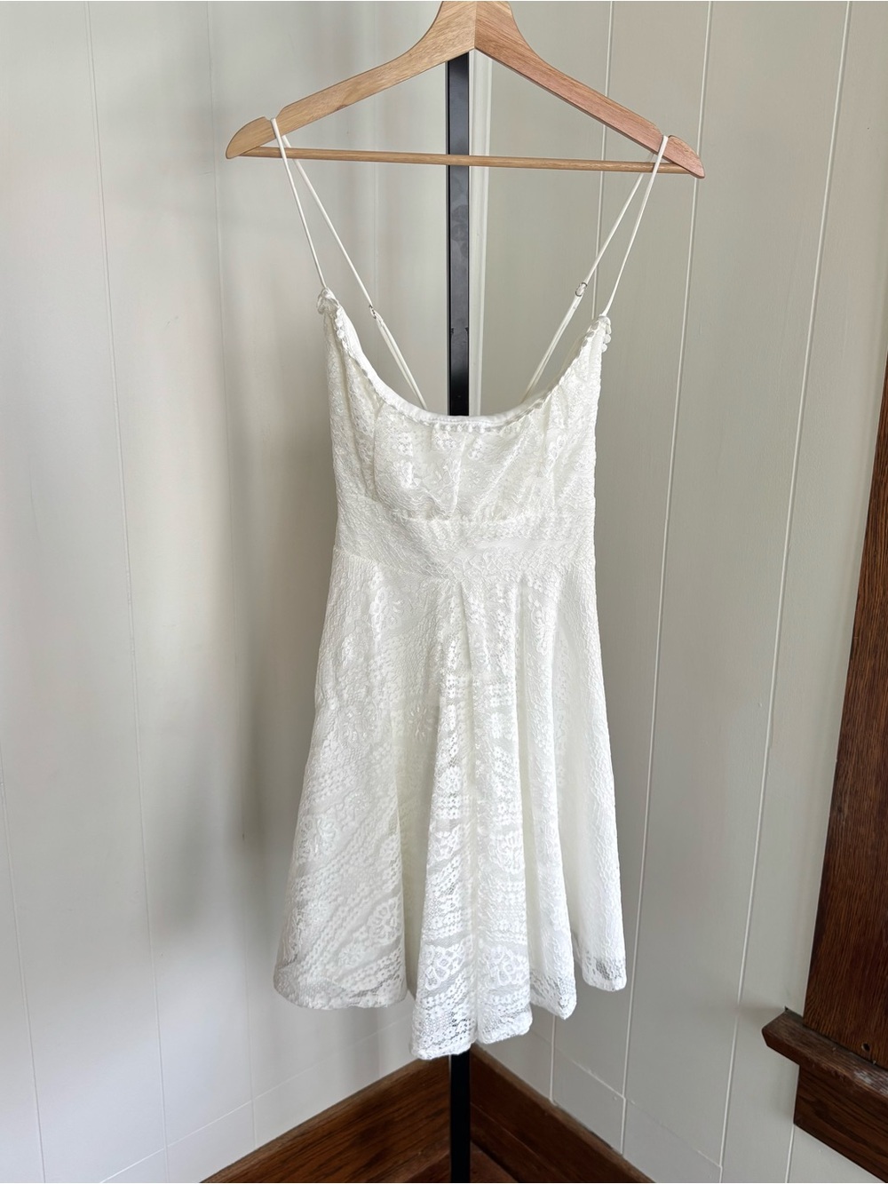 Selfie Leslie Mardi Lace Babydoll Dress White Circle Trim Womens XL NWT *NOTE